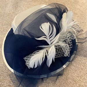 Navy and white derby hat